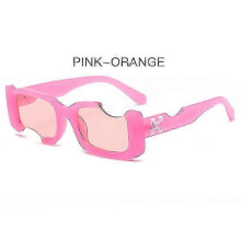 (Jelly Pink) Hip-hop Square Sunglasses Women Men Off Notch Hole Design White Sun Glasses Blue Ladies Vintage Shados Eyewear Uv Protection_LL_a05