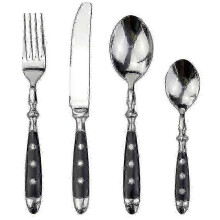 (3152 black) Classic elegant resin rivets handle style stainless steel western cutlery 4 in 1 set delicate utensils dinnerware for home