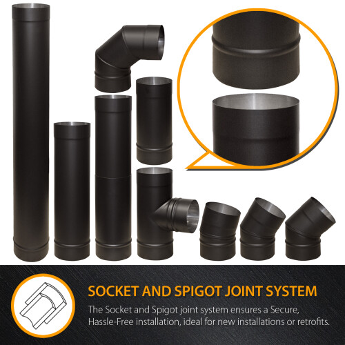 Flue Pipe 1000mm Straight for 5" inch (125mm) 2
