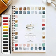 (Bake) Watercolor Workbook Flower Watercolor Work Books Simple Painting Projects for Beginners to Calm