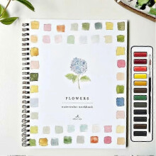 (Flowers) Watercolor Workbook Flower Watercolor Work Books Simple Painting Projects for Beginners to Calm