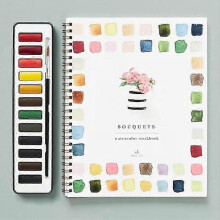 (Flower) Watercolor Workbook Flower Watercolor Work Books Simple Painting Projects for Beginners to Calm