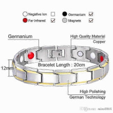 (Silver) Magnetic Bracelet Therapy Weight Loss Arthritis Health Pain Relief for Men Boy