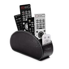 (black) Tv Remote Control Holder For 5 Remotes, Remote Control Tidy And Organiser Caddy, Pu Leather Cosmetic Storage Box(c-1)