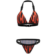 Bikini Sexy Leopard Hanging Neck Three-point Split Buckle Suit for Holiday, Swimming, Surfing for Girlfriend(L)