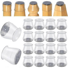 (20-30mm, Transparent) 16PCS Silicone Chair Leg Floor Protectors, Stool Leg Protective Caps 20-30mm