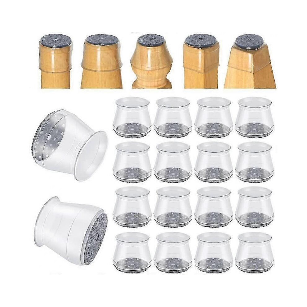 (20-30mm,Transparent)16PCS Silicone Chair Leg Floor Protectors, Stool Leg Protective Caps 20-30mm