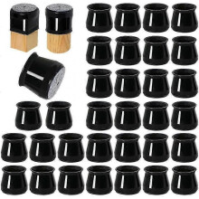 (30-50mm, Black) 16PCS Silicone Chair Leg Floor Protectors, Stool Leg Protective Caps 20-30mm