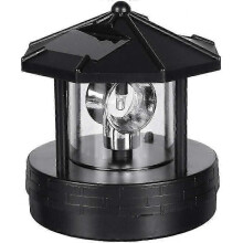 360 Degree Rotating Solar Lighthouse, Solar Garden Light, Waterproof for Garden Decoration-Black