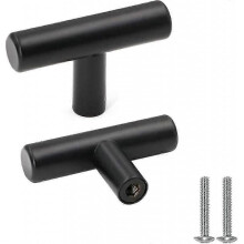 Cabinet Knobs, 10 Pieces Black Stainless Steel Cupboard Door Handles Vintage Drawer Knobs with Screws for Dresser