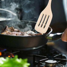 Environmentally Friendly Bamboo Non-Stick Pot Brush Wooden Spatula Kitchen Cooking Tool KitPot Brush + Slotted Spatula + Flat Spatula