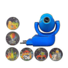 (Blue) Star Moon Animal Projector LED Night Light with 6 Patterns, Auto Sensor, EU Plug for Kids Baby Bedroom