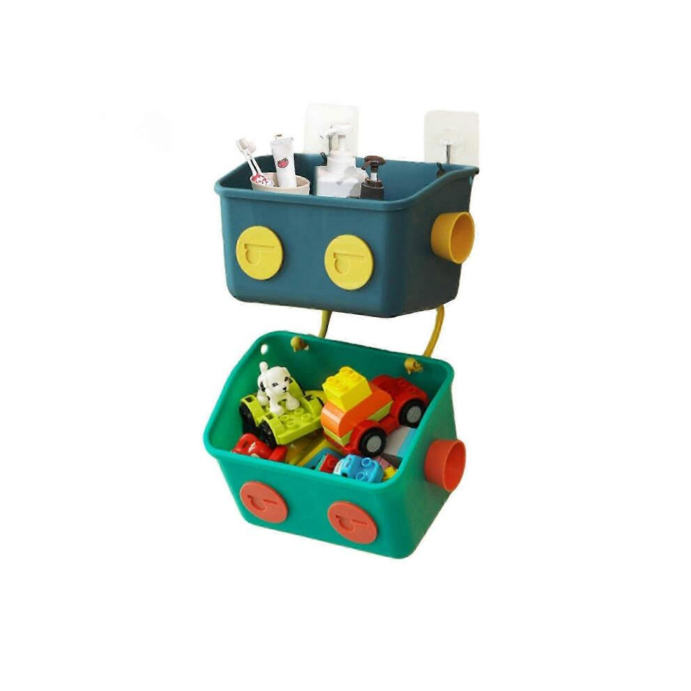 (Green Blue)Bath Toy Storage Organizer Basket 2 Pack Wall Mounted Hanging Shower Caddy Shelf