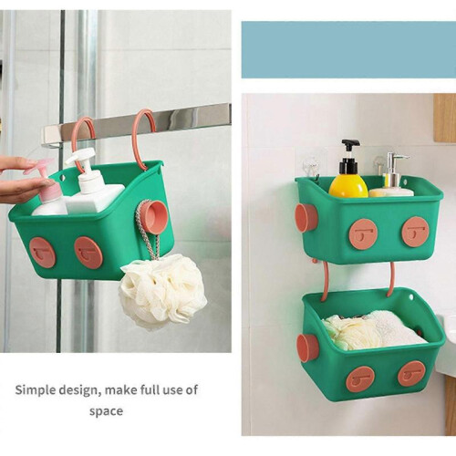 (White Grey) Bath Toy Storage Organizer Basket 2 Pack Wall Mounted Hanging Shower Caddy Shelf 1