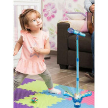 (Tripod base with stage light, Blue) Microphone Set For Kids, Toys With Music & Colorful Light, Adjustable Height Microphone With Stand