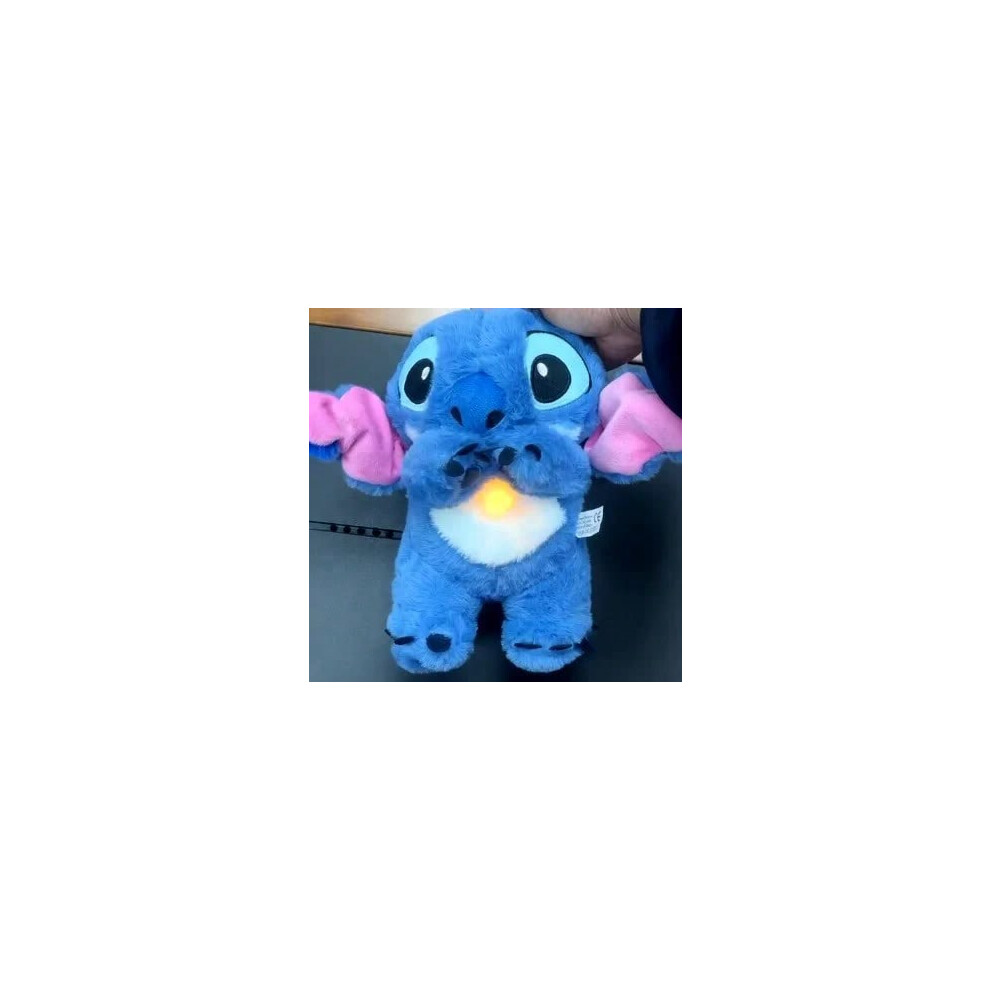 (Breathe light, Blue) 2024 New Lilo&Stitch Plush Doll Breath Child Peluche Kawaii Soothes Toy Anime Baby Music Light Sleep Toys Pink Stitch Kid Gifts