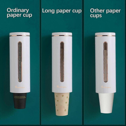 (white)New Cup Dispenser, Bathroom Water Cooler Cup Dispenser, Paste Mounted Cup Holder for Home Office 2