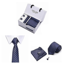 New Mens Tie and Lapel Pin Paisley Necktie Hankerchief Cufflinks Set