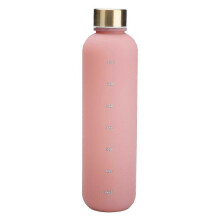 (pink) New Water Bottle with Times to Drink, Large 1000ML BPA Free Water Bottle, Leak Proof Gym Bottle with Time Marker