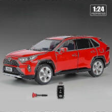 (Red) 1/24 Toyota Rav4 Suv Sport Diecast Alloy Miniature Toy Car Model Remote Control Sound Light Pull Back Collection Gift For Boy Ta