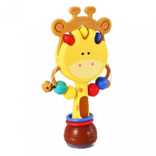(yellow) Table companion baby rattle can chew newborn baby hand drum music stick rattle toy