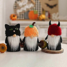(red) Halloween Gnome Plush, Bat Pumpkin Ornament Doll Creative Faceless Dolls For Home Wedding Party