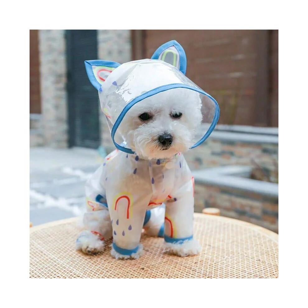 (Blue, XL) Dog Raincoat Waterproof Pet Clothes Accessories Dogs Apparel Apparels Small Clothing Pieces Hooded For Supplies Products