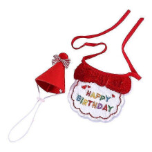 (red) Cat Birthday Bandana Cute Dog Birthday Hat Pet Birthday Dress Pets Birthday Party Supplies Birthday Outfit For Cat And Dog Multi-color Optional