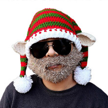 (Hat plush beard Adult, One size) Christmas Hat Funny Novelty Santa Hat for Holiday Christmas Party Carnival