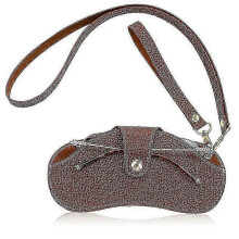 (Coffee) Sunglasses Case,Leather Glasses Chain Storage Case Sunglasses Hanging Neck Strap Rope Anti Fall