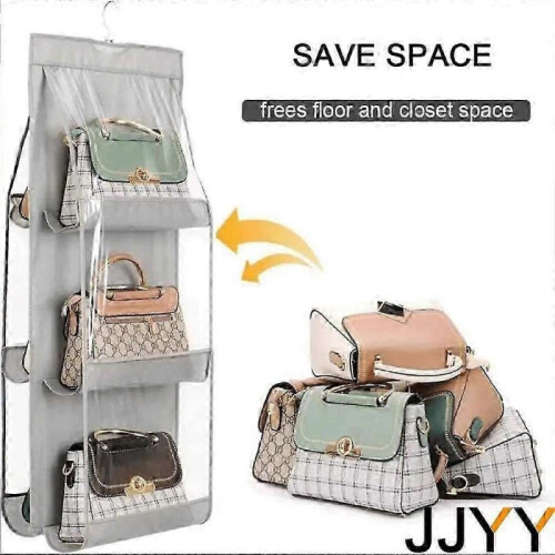 (1pc, grey) 1pc/2pcs Hanging Clear Dustproof Tote Bag Organizer, Wardrobe Closet Organizer, Space Saving Storage System 1