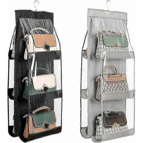 (2pc, black) 1pc/2pcs Hanging Clear Dustproof Tote Bag Organizer, Wardrobe Closet Organizer, Space Saving Storage System