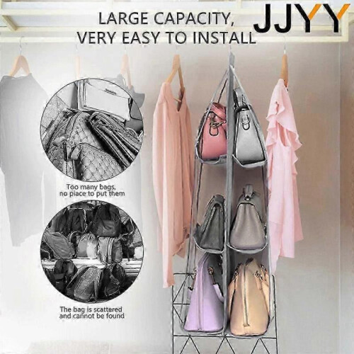 (2pc, black) 1pc/2pcs Hanging Clear Dustproof Tote Bag Organizer, Wardrobe Closet Organizer, Space Saving Storage System 2