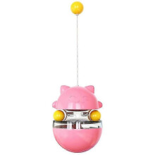 (Pink) Cat Toy,Cat Tumbler Feeder Dual Trackball Missing Ball Toy Pet Relief Interactive Training Educational Chew