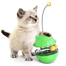 (Green) Cat Toy,Cat Tumbler Feeder Dual Trackball Missing Ball Toy Pet Relief Interactive Training Educational Chew