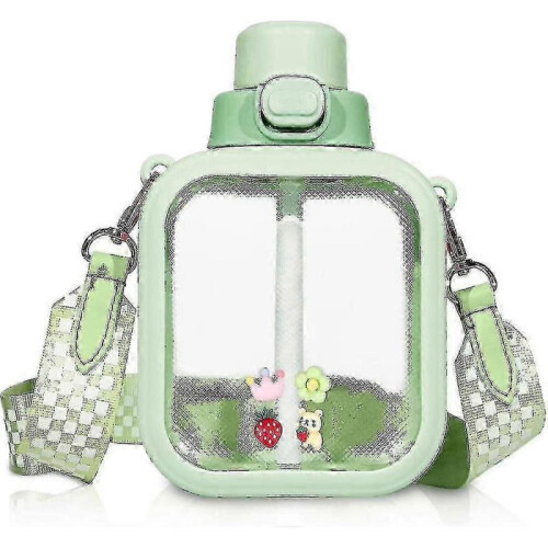 (green) Sugar cube cup large capacity water cup cute portable square diagonal kettle space cup