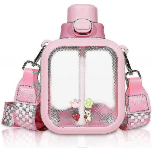 (pink) Sugar cube cup large capacity water cup cute portable square diagonal kettle space cup