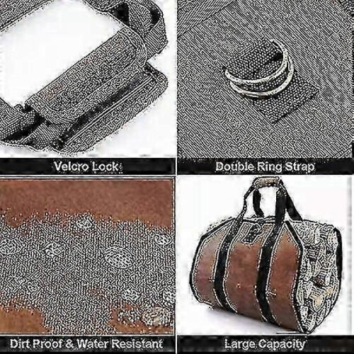 Durable Canvas Fire Log Carry Bag with Handle for Fireplace Or Camping 1