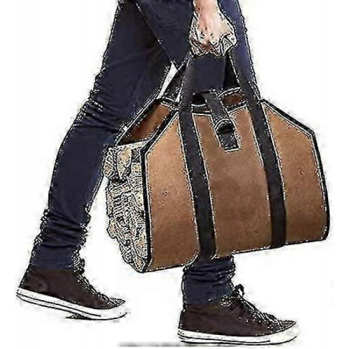 Durable Canvas Fire Log Carry Bag with Handle for Fireplace Or Camping 2
