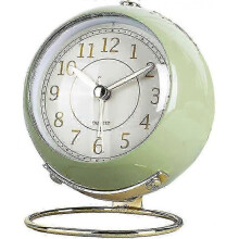 Wabjtam Silent Analog Alarm Clock, Classic Small Non-ticking Tabletop Kids Glass for Bedroom Living Room Kitchen Indoor Decor (green)