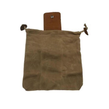 (Brown) Canvas Waist Bag With Leather Cover Multi-color Optional