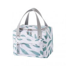 (White) Lunch Bag Insulated with Side Pocket and Reinforced Handle, Oxford Cloth Lunch Pouch for Heat Insulation at Home