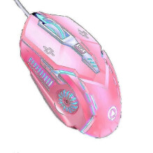 (pink) Wired mouse luminous game esports mechanical silent computer accessories