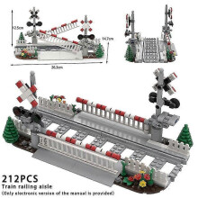 (With PDF Manual) Moc Creative Expert Ideas City Train Railing Crossing Railway Express Bricks Building Blocks Diy Toys For Children Gifts Banmo