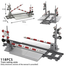 (With PDF Manual1) Moc Creative Expert Ideas City Train Railing Crossing Railway Express Bricks Building Blocks Diy Toys For Children Gifts Banmo