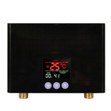 (Black) Instant Water Heater 3KW Mini Electric Tankless Water Heater Wall-Mounted with LED Display 3-Level T