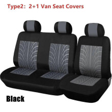 (Type2 Black 3 Seat) 2+1 Seat Covers Car Seat Cover for Transporter for Ford Transit Van Truck Lorry for Renault for Peugeot for Opel Vivaro
