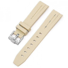 (Beige) 20mm Rubber Watch Strap for Swatch Omega Mission Moon - Colorful Durable Band