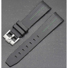 (Black green line) 20mm Rubber Watch Strap for Swatch Omega Mission Moon - Colorful Durable Band