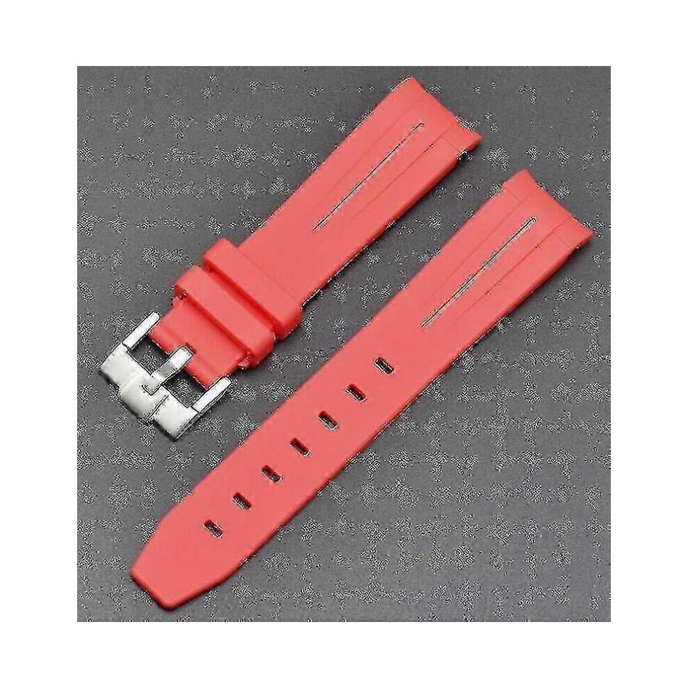 (Bright red)20mm Rubber Watch Strap for Swatch Omega Mission Moon - Colorful Durable Band